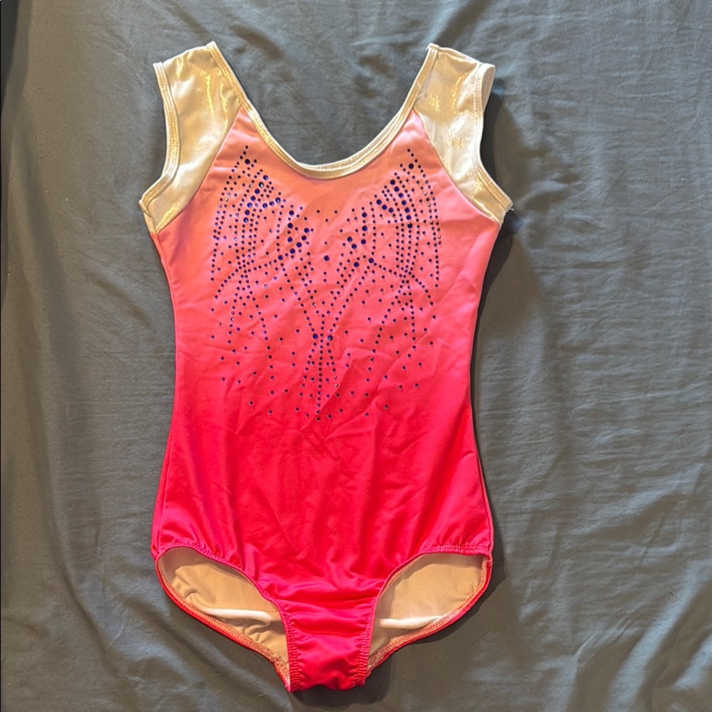 Source Unknown Pink and Gold Bodysuit with Elegant Mesh Details
